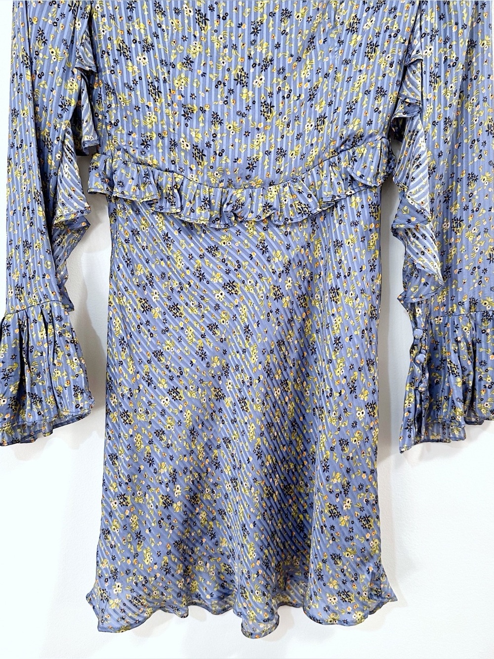 Free People Long Sleeve Empire Mini Dress Blue Size 2 - Picture 11 of 13